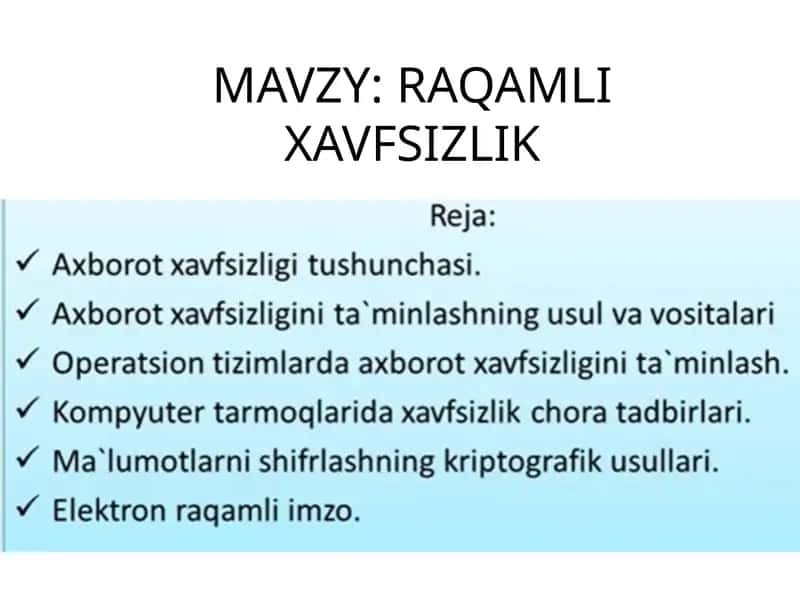 RAQAMLI XAVFSIZLIK
