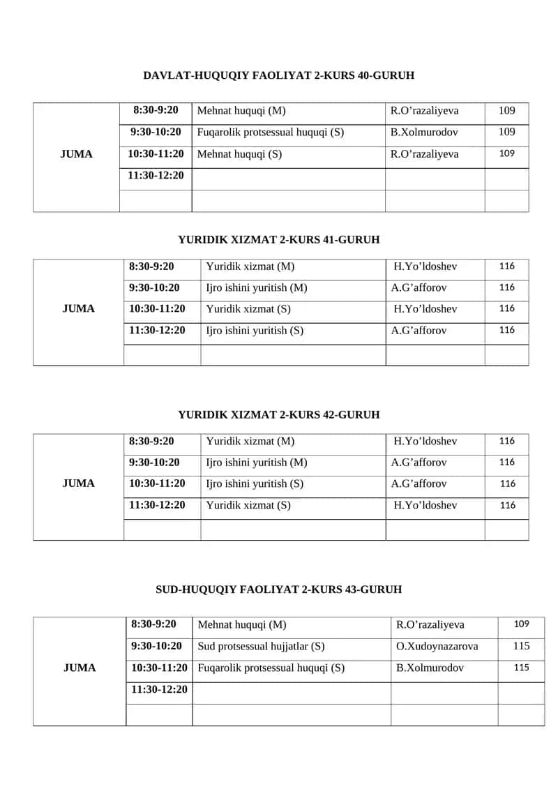 DAVLAT-HUQUQIY FAOLIYAT 2-KURS 40-GURUH