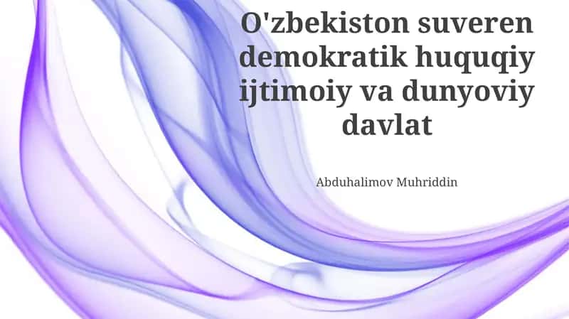 O'zbekiston - Suveren, Demokratik, Huquqiy, Ijtimoiy va Dunyoviy Davlat: Asosiy Tamoyillar
