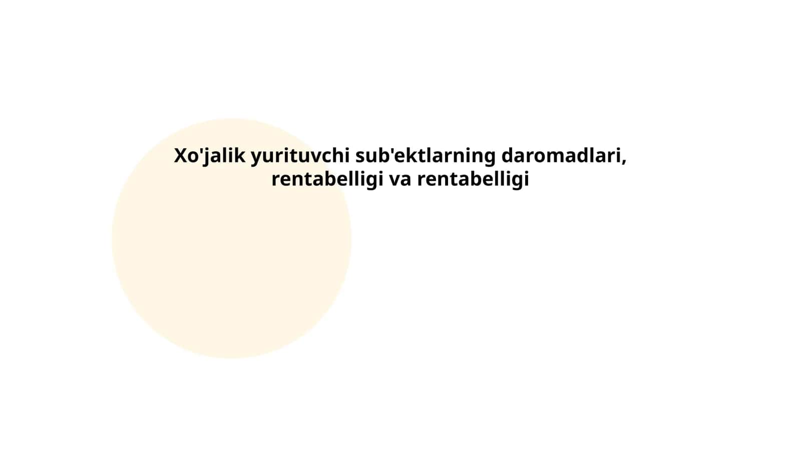 Xo'jalik yurituvchi sub'ektlarning daromadlari