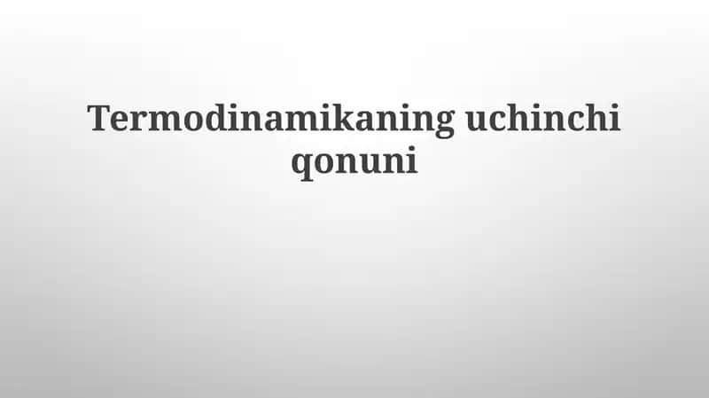 Termodinamikaninguchinchiqonuni