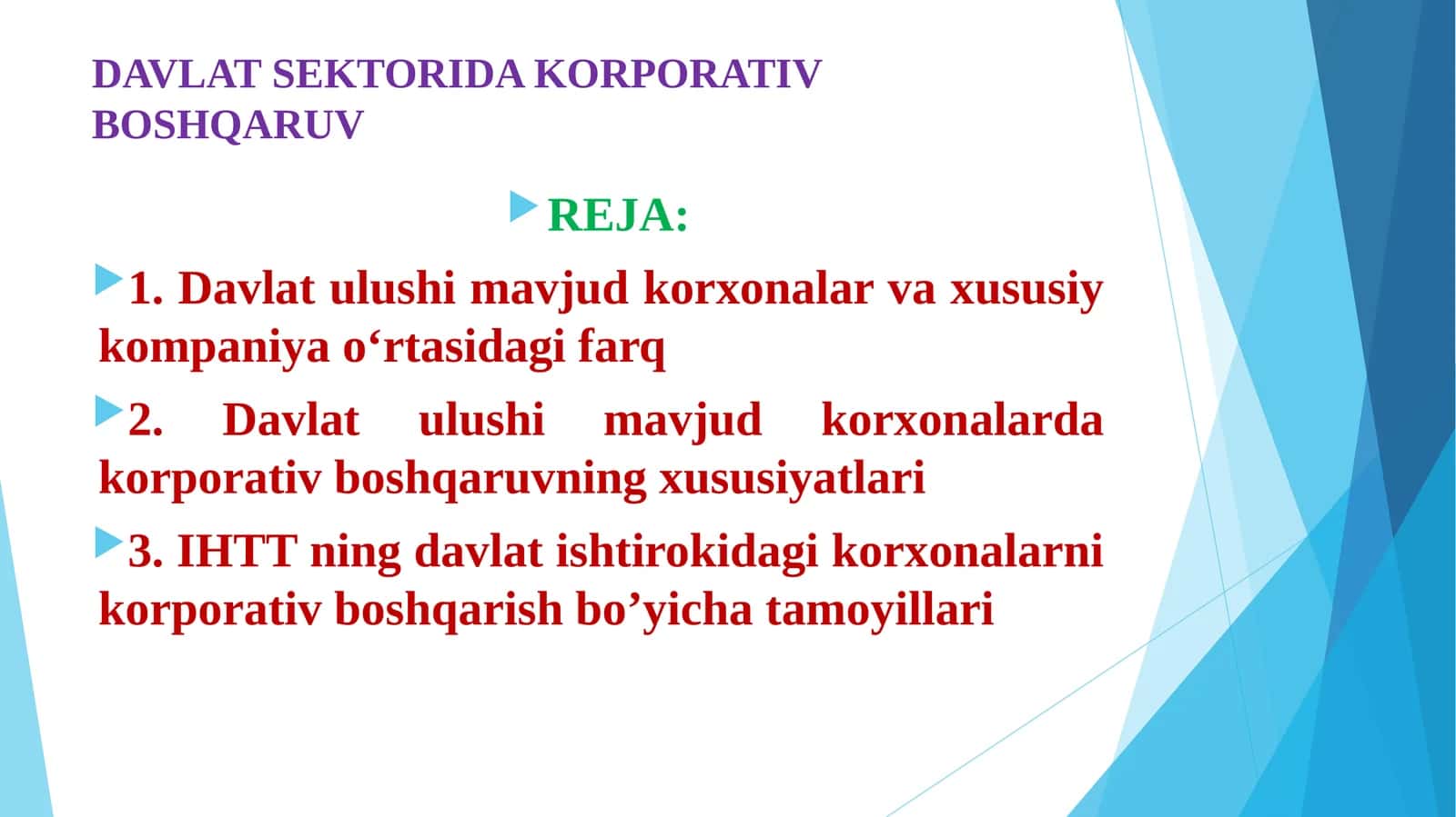 DAVLAT SEKTORIDA KORPORATIV BOSHQARUV