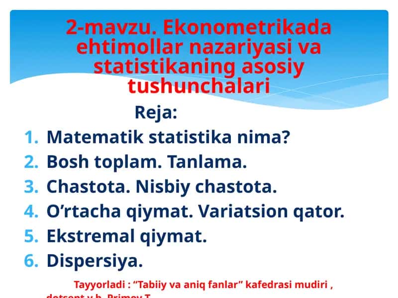 Matematik statistika nima?
