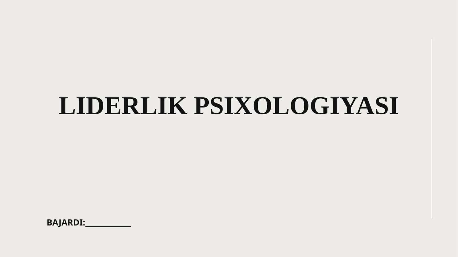 LIDERLIK PSIXOLOGIYASI