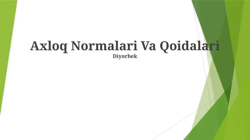 Axloq Normalari Va Qoidalari