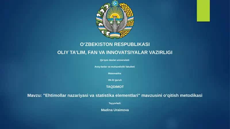Ehtimollar nazariyasi va statistika elementlari