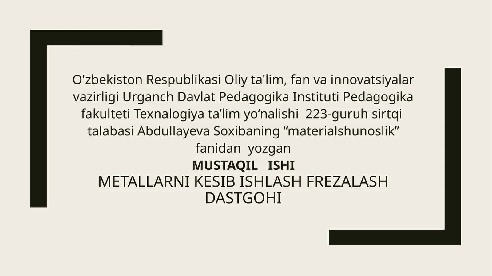 Metallarni kesib ishlash dastgohi