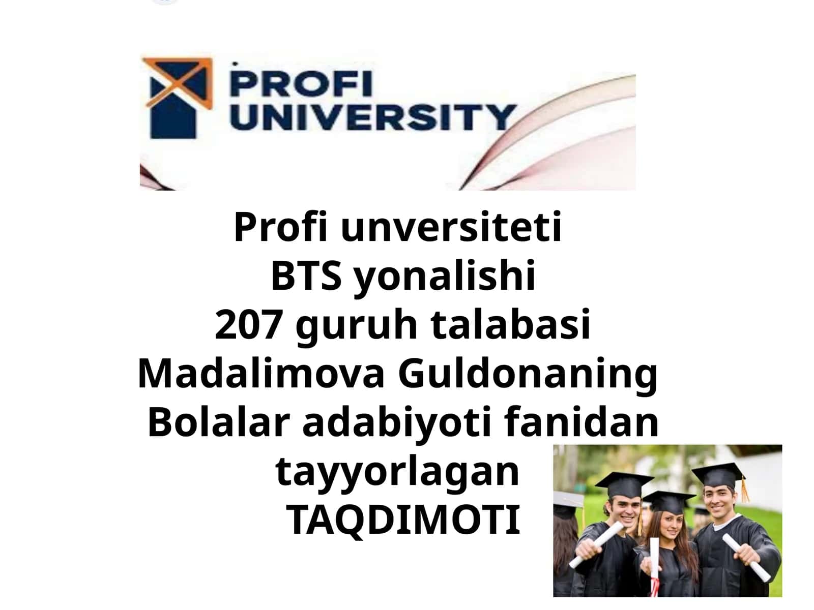 Madalimova Guldonaning Bolalar adabiyoti fanidan tayyorlagan