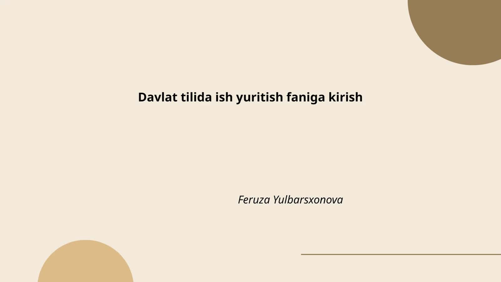Davlat tilida ish yuritish faniga kirish