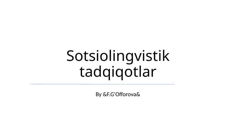 Sotsiolingvistik tadqiqotlar