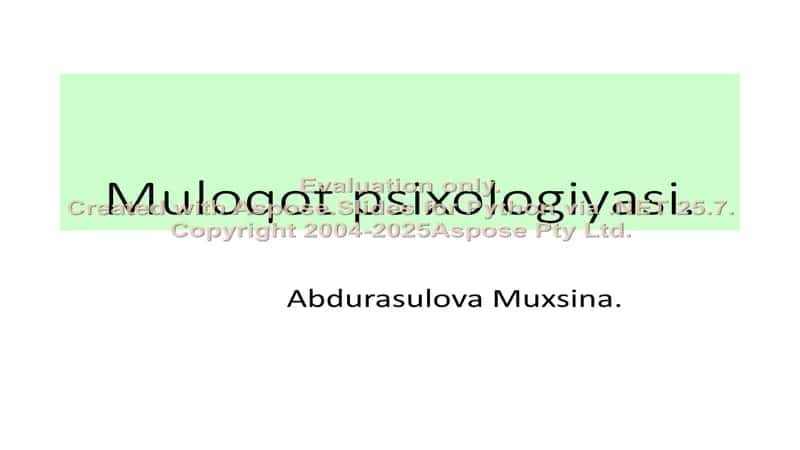 Muloqot psixologiyasi