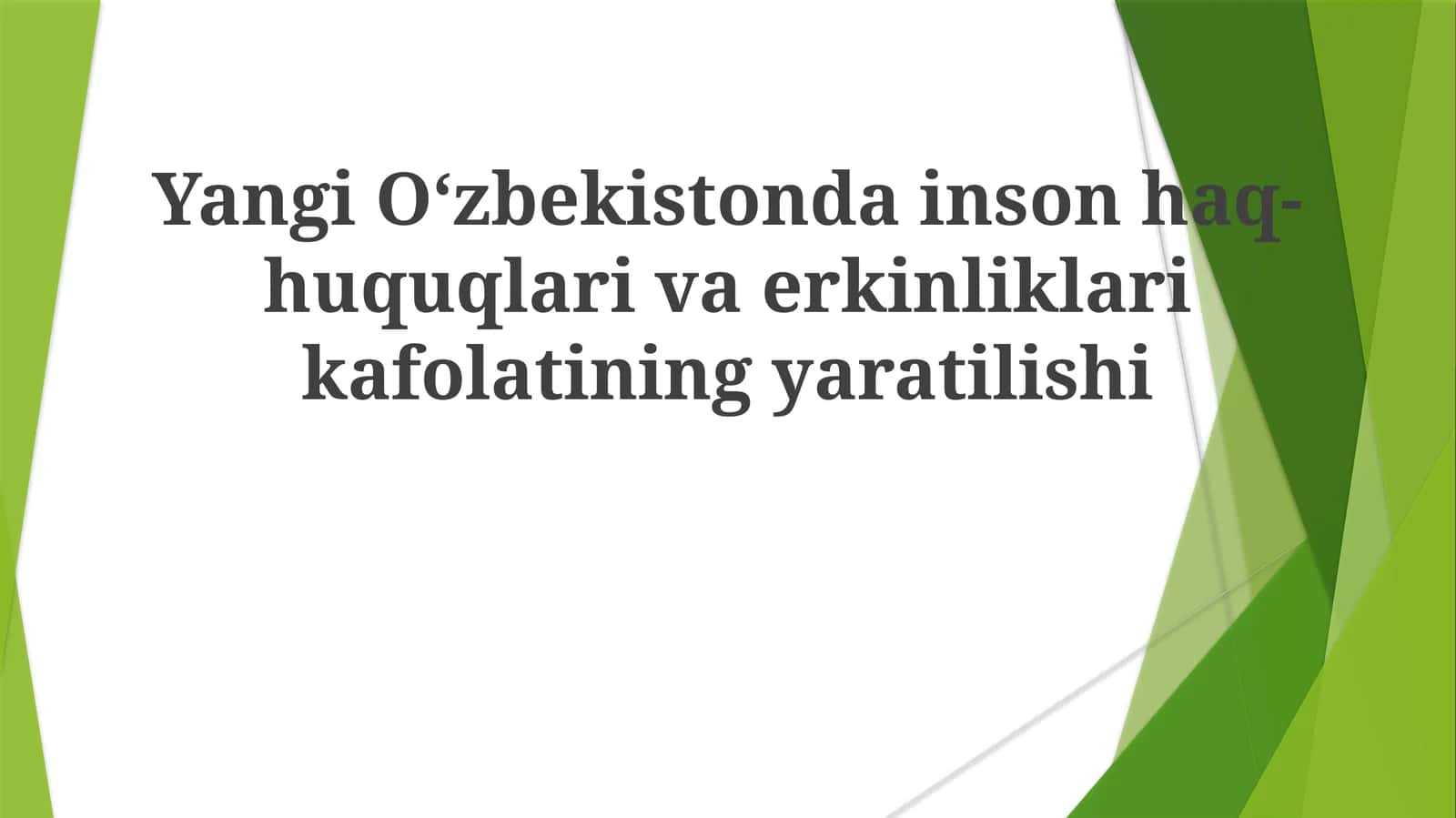 Yangi O‘zbekistonda inson haq-huquqlari va erkinliklari kafolatining yaratilishi