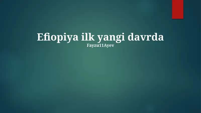 Efiopiya ilk yangi davrda