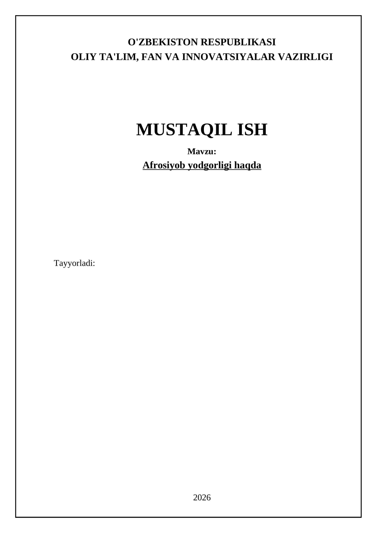 Afrosiyob yodgorligi haqda