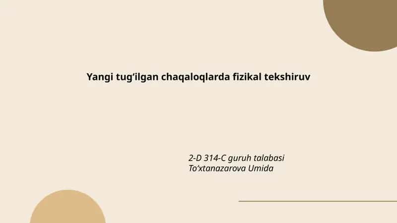 Yangi tugʻilgan chaqaloqlarda fizikal tekshiruv