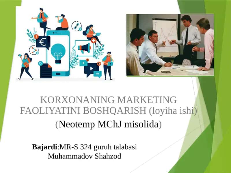 KORXONANING MARKETING FAOLIYATINI BOSHQARISH