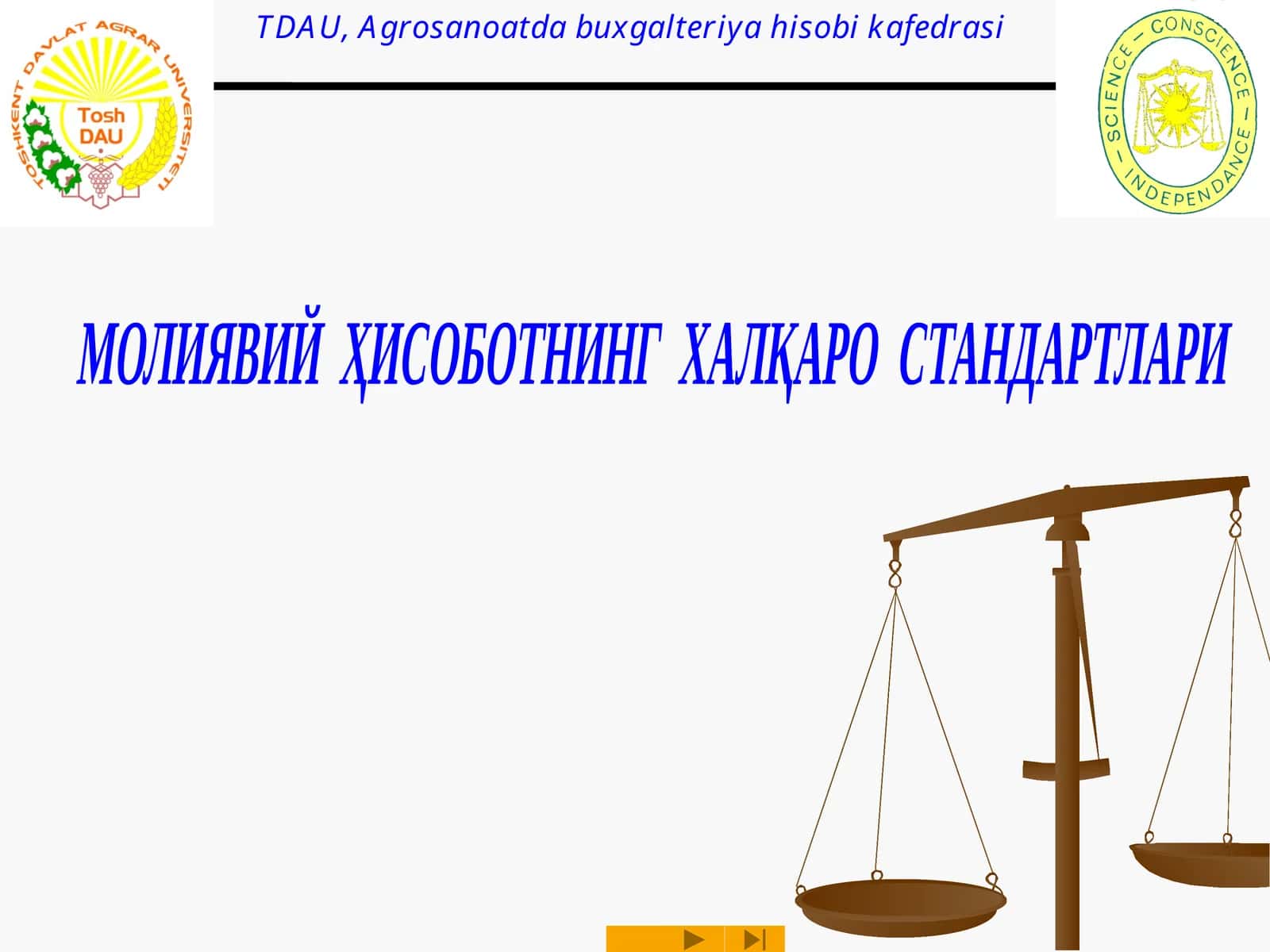 МОЛИЯВИЙ ҲИСОБОТНИНГ ХАЛҚАРО СТАНДАРТЛАРИ