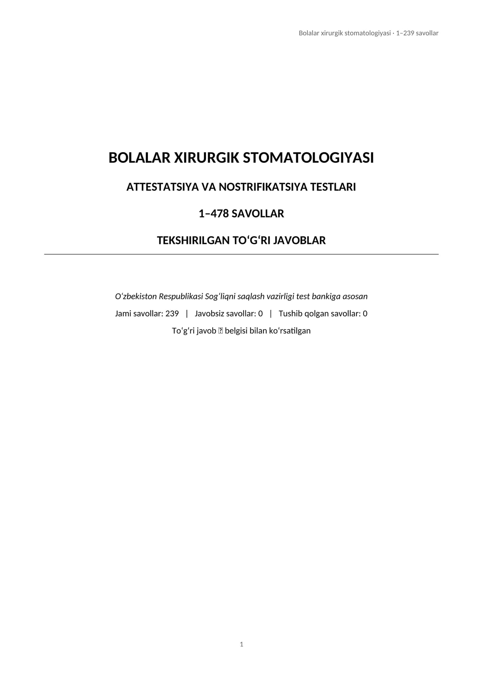 BOLALAR XIRURGIK STOMATOLOGIYASI