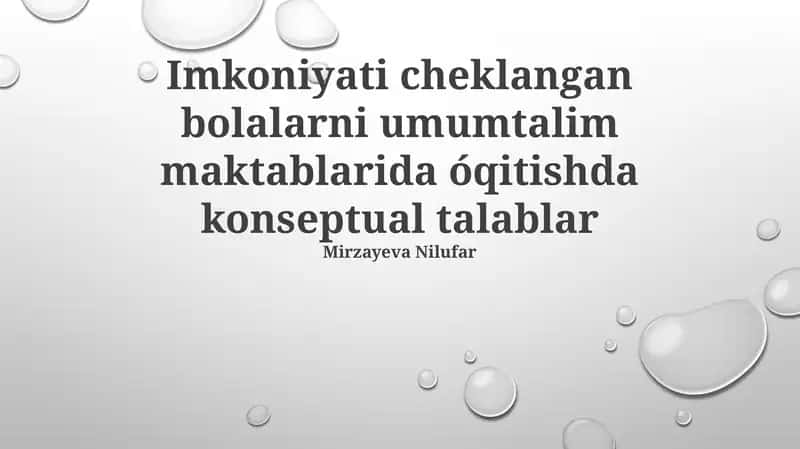 Inklyuziv maktablarda o'qitishning kontseptual talablari