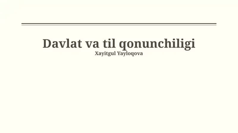 Davlat va til qonunchiligi