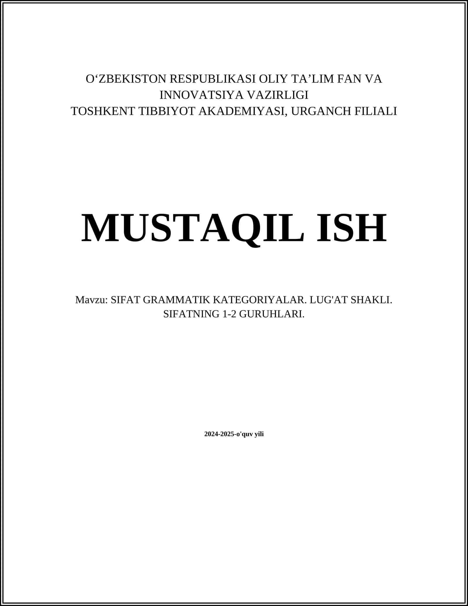 SIFAT GRAMMATIK KATEGORIYALAR