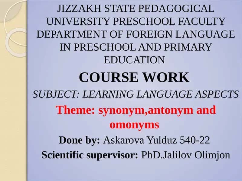 Learning Language Aspects