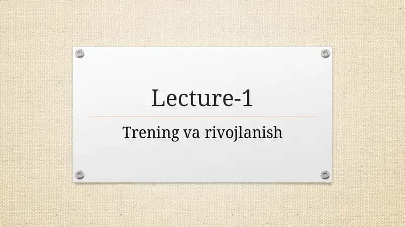 Trening va rivojlanish
