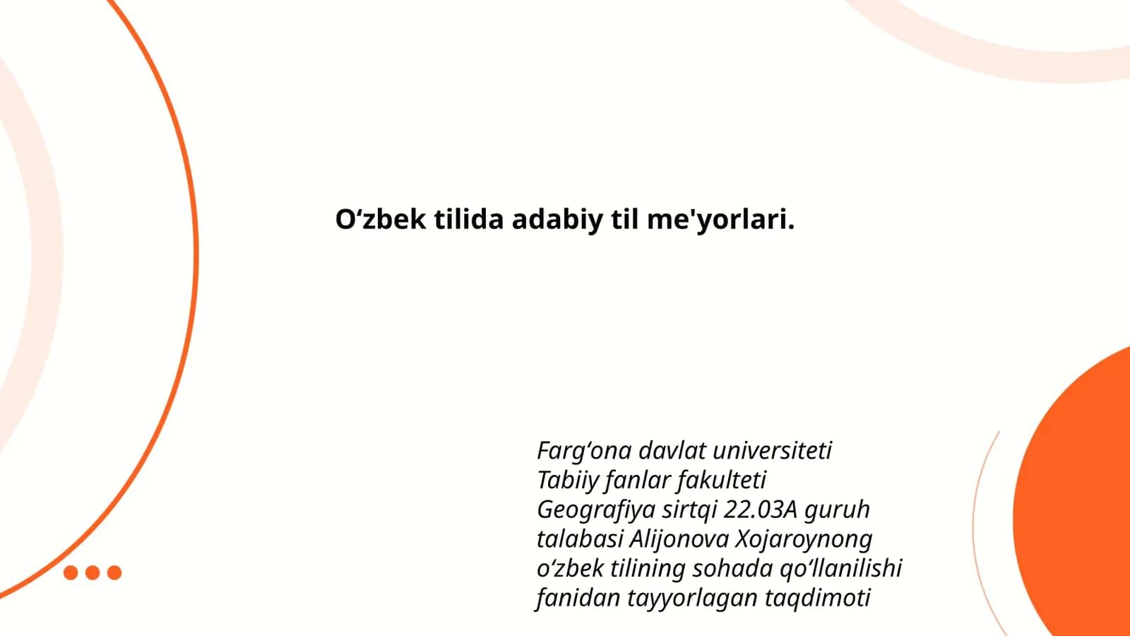 Oʻzbek tilida adabiy til me'yorlari