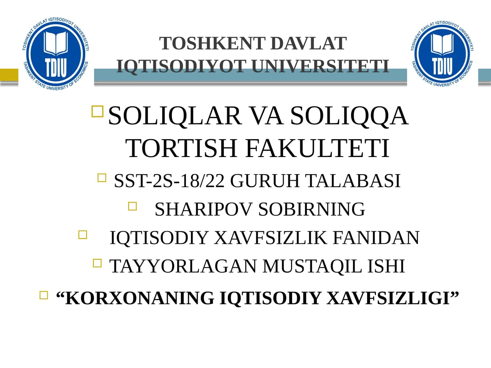 Korxonaning iqtisodiy xavfsizligi