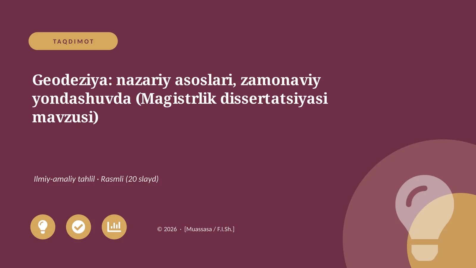 Geodeziya: nazariy asoslari, zamonaviy yondashuvda (Magistrlik dissertatsiyasi mavzusi)