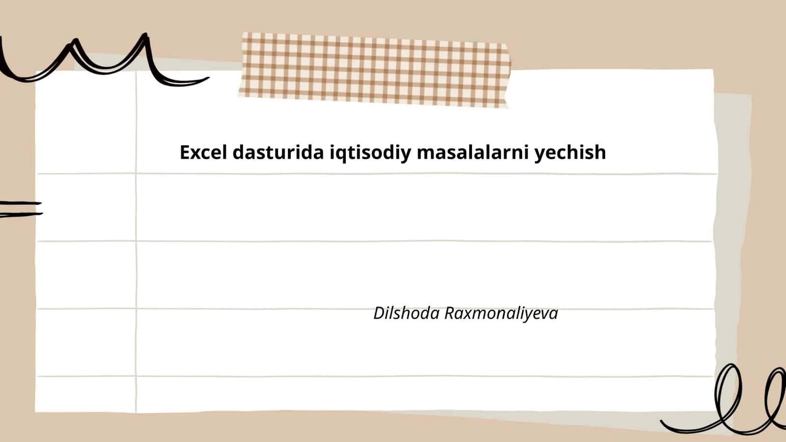 Excel dasturida iqtisodiy masalalarni yechish