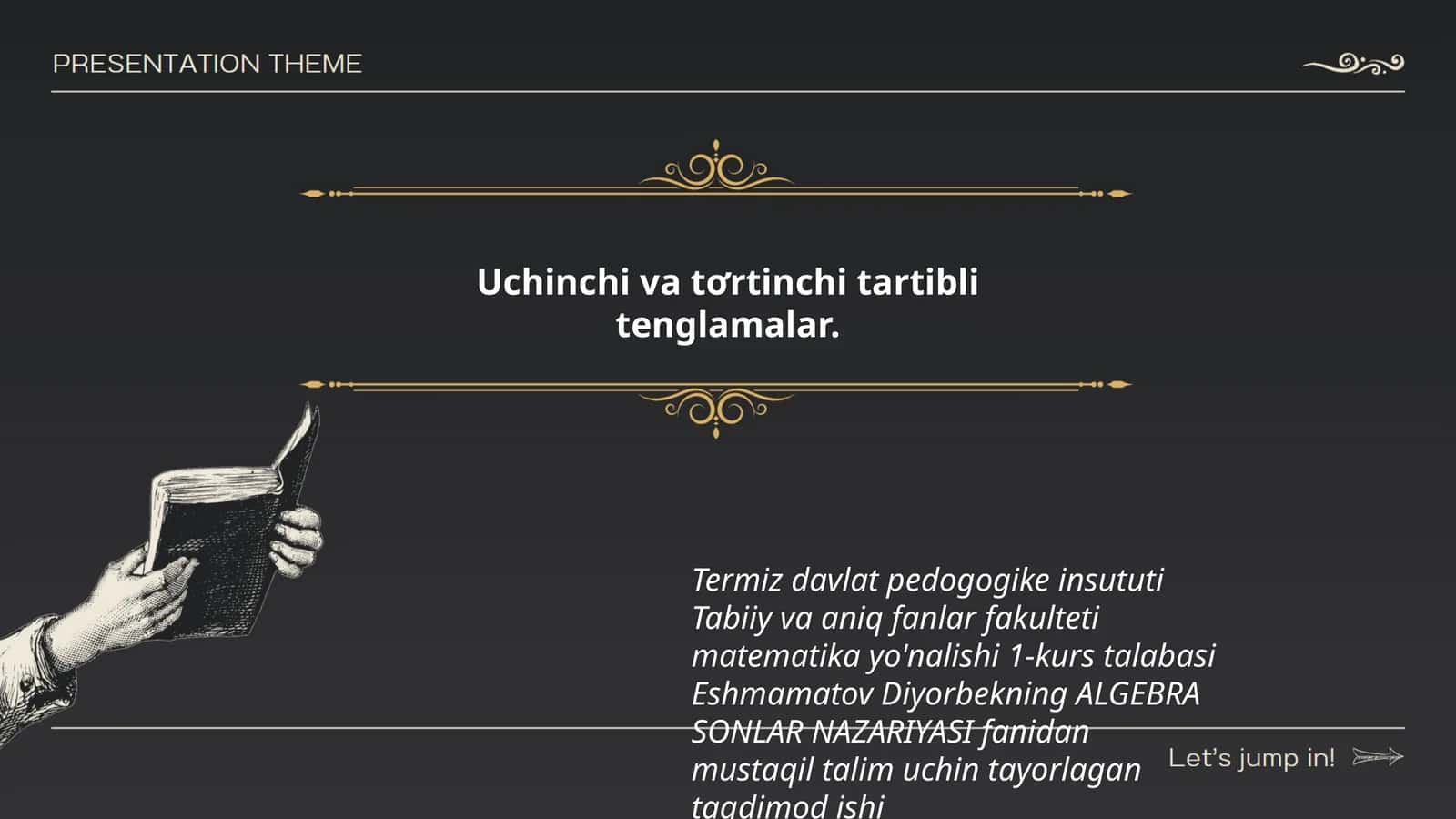 ALGEBRA SONLAR NAZARIYASI