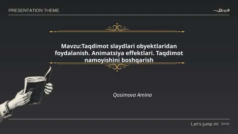 Taqdimot slaydlari obyektlaridan foydalanish. Animatsiya effektlari. Taqdimot namoyishini boshqarish