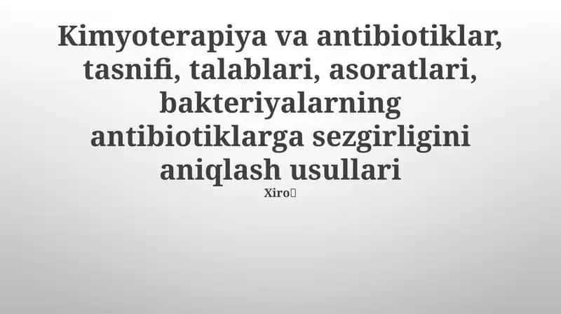 Kimyoterapiya va antibiotiklar