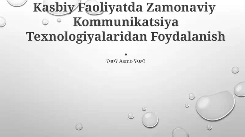 Zamonaviy Kommunikatsiya Texnologiyalari