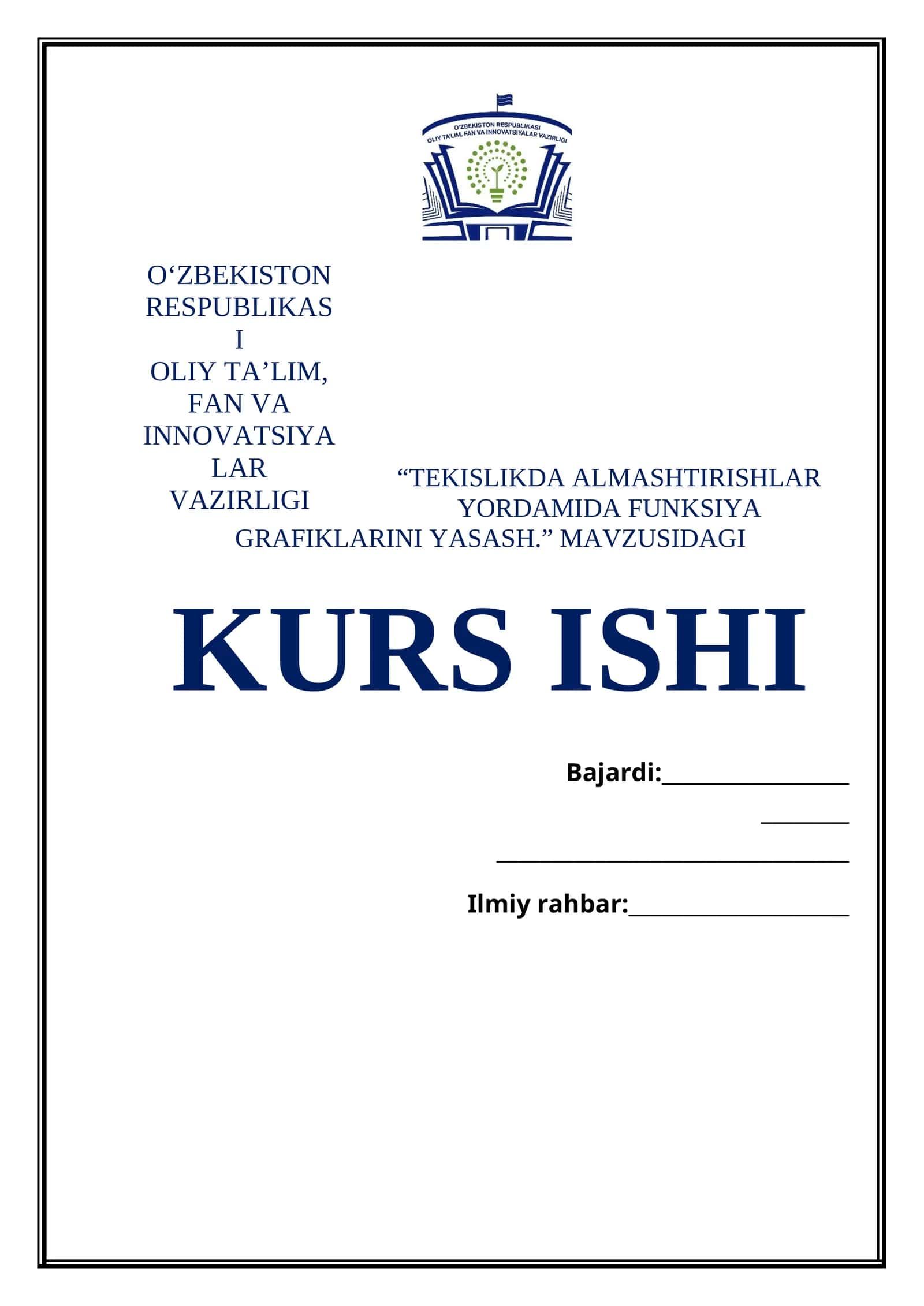 TEKISLIKDA ALMASHTIRISHLAR YORDAMIDA FUNKSIYA GRAFIKLARINI YASASH