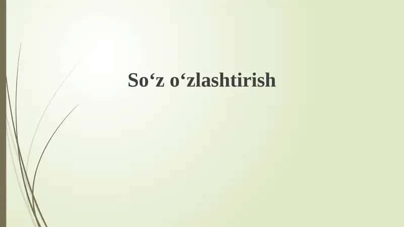Soʻzoʻzlashtirish