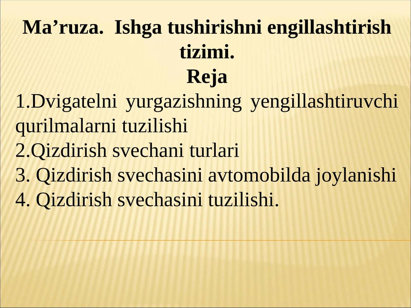 Ishga tushirishni engillashtirishtizimi