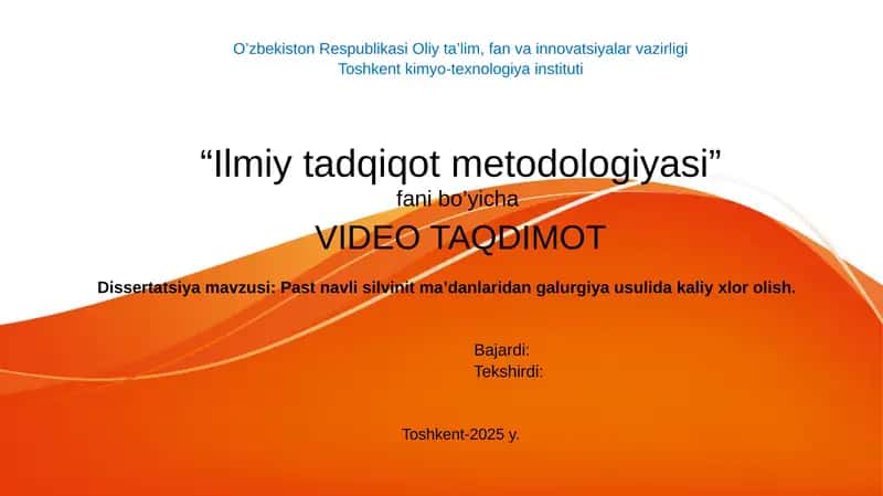 Past navli silvinit madanidan galurgiya usulida kaliy xlor olish