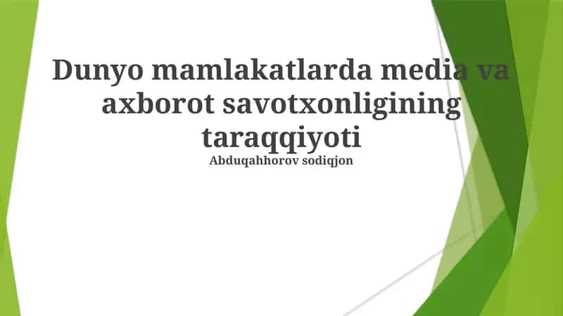 Media va axborot savodxonligini rivojlantirish