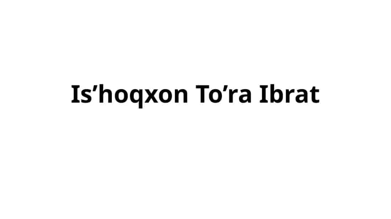 Is’hoqxon To’ra Ibrat