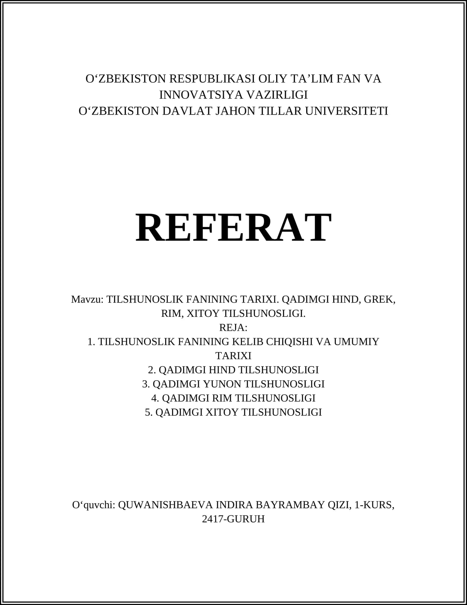 TILSHUNOSLIK FANINING TARIXI