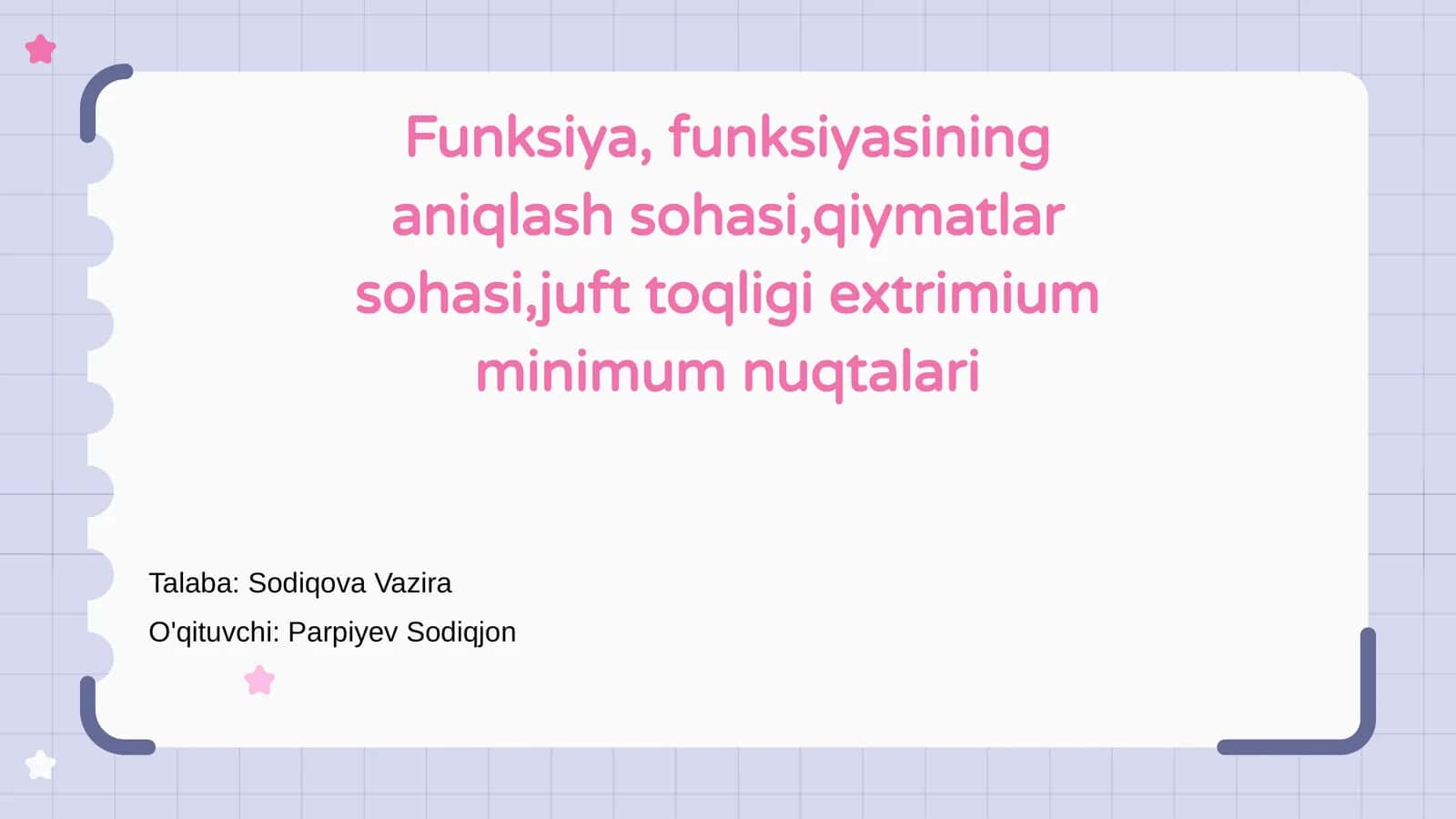 Funksiyalar va ularning xususiyatlari