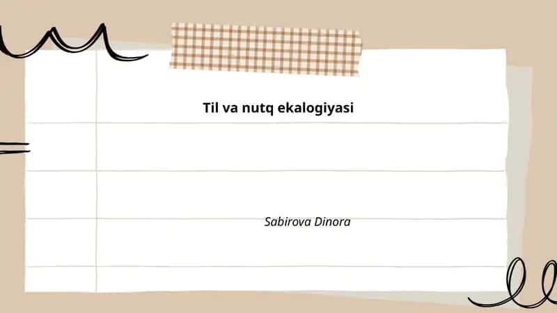 Til va nutq ekologiyasi