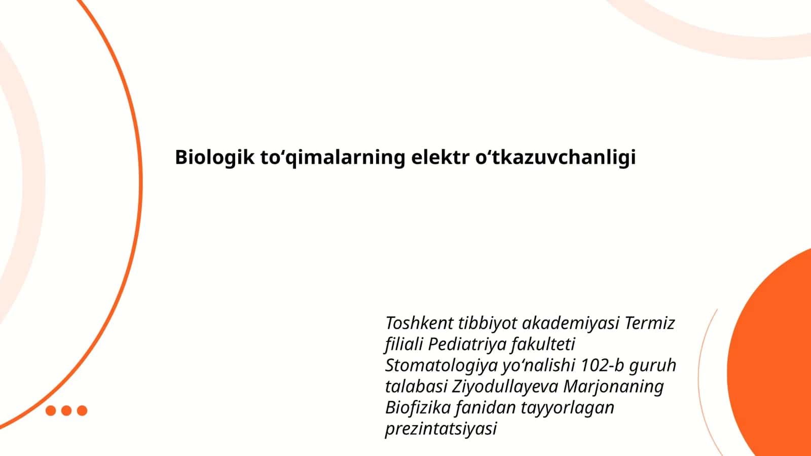 Biologik toʻqimalarning elektr oʻtkazuvchanligi