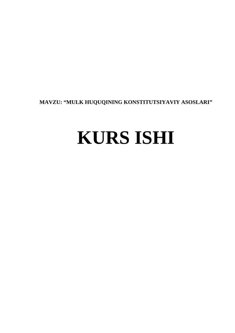 “MULK HUQUQINING KONSTITUTSIYAVIY ASOSLARI”