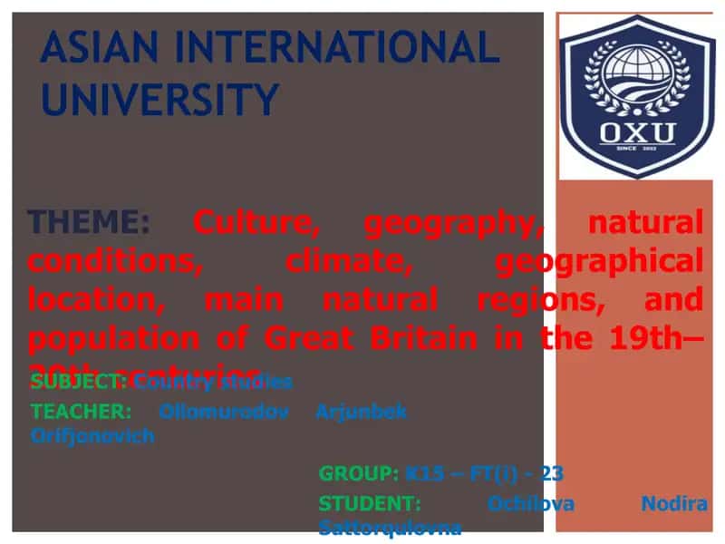 Geographical Position of Great Britain in 19th-20th century