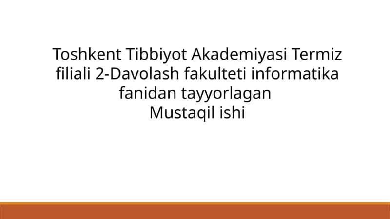 Monitor va sichqoncha qurilamalarining turlari va vazifalari. Tibbiy ta’limda va tibbiyotda kompyuterning qo‘shimcha qurilmalarining qo‘llanilishi va tabbiq etilishi.