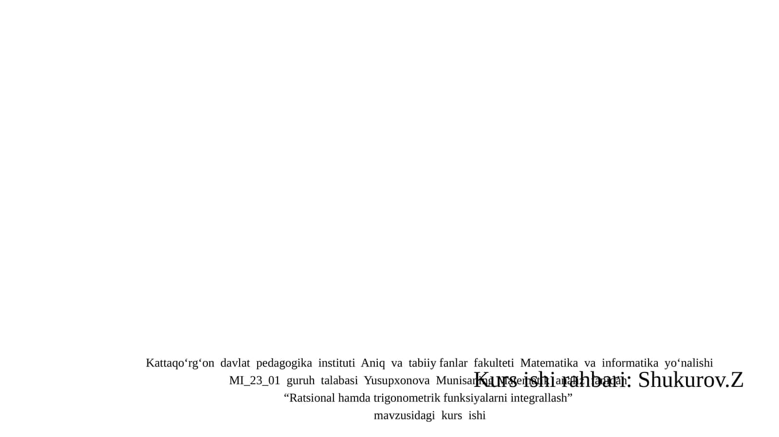 Matematika va informatika kurs ishi