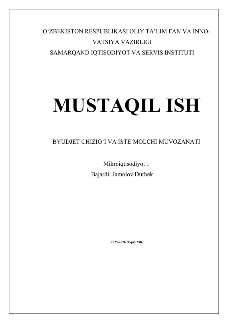 Mikroiqtisodiyot 1